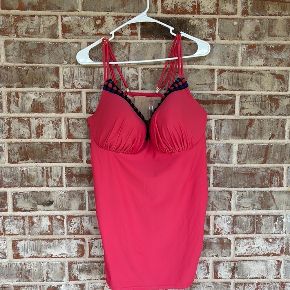 Swim‎ By Cacique Pink Strappy Tankini Top